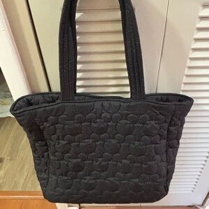 Quilted Black Tote Bag